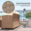 PE Wicker Outdoor Sectional Set — 6 Piece, Seats 9, Khaki