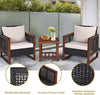 3-Piece Wicker Patio Set with Acacia Wood Coffee Table