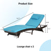 Outdoor Wicker Chaise Lounge with Adjustable Backrest, Armrests and