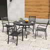 5-Piece Round Patio Dining Set with 47-Inch Wood-Grain Slat Table and