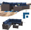 Navy Blue 6-Piece Outdoor Sectional Sofa Set with PE Rattan