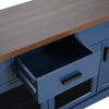 Blue 67" TV Console with Glass Doors & Storage