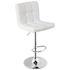 Adjustable Swivel Bar Stool in White PU Leather