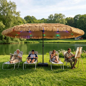 15 x 9 ft Double-Sided Solar LED Patio Umbrella