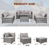 7-Piece Outdoor Wicker Sectional Sofa Set with Glass Table