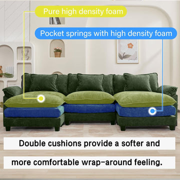Cloud Modular Sectional Sofa, 120" — Emerald Chenille