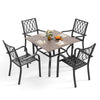 5-Piece Square Patio Dining Set with 37.8-Inch Wood-Grain Table and 4