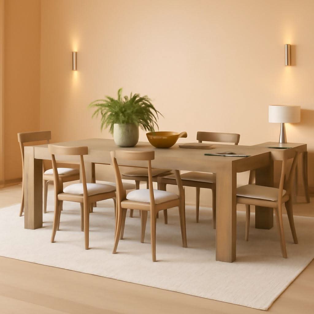 Oak 86 Inch Long Narrow Dining Table With Pedestal Base-0