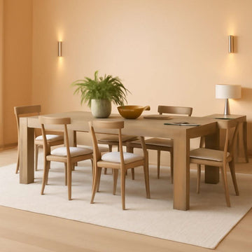 Oak 86 Inch Long Narrow Dining Table With Pedestal Base-0