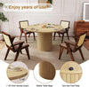 47" Round Fluted Farmhouse Dining Table, Natural Wood