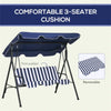3-Seat Outdoor Porch Swing with Adjustable Canopy