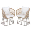 Teak Wicker Outdoor Dining Chair with Cushion — 300 lb Capacity