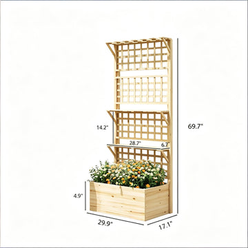 Cedar-Tone Raised Garden Planter with Trellis & Shelves