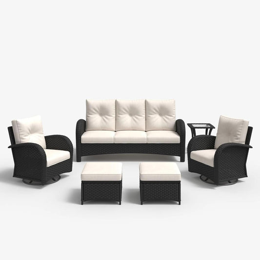 6-Piece Outdoor Sectional Set with Swivel Rocker Chairs