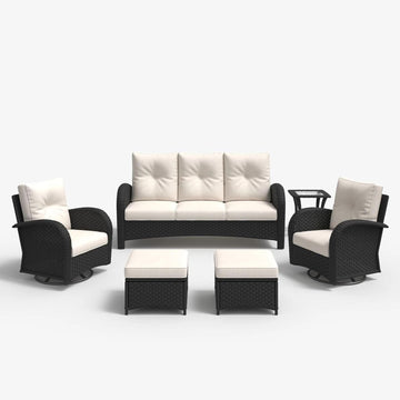 6 Piece Outdoor Patio Furniture Set Sectional Swivel Rocker Chairs
