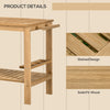 Rolling Outdoor Bar Cart — Fir Wood with Wine Bottle Storage, Natural
