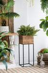Set of 2 Reclaimed Wood Planters with Iron Stands