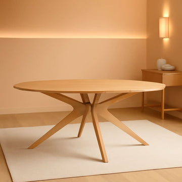 Crossroads 71-Inch Oak Oval Dining Table, Mid-Century