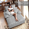 Cream Gray Oversized Chaise Lounge with Adjustable Backrest