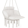 Boho Hanging Hammock Chair with Cushion — Cotton Rope, Cream White