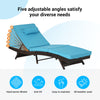 Outdoor Wicker Chaise Lounge with Adjustable Backrest, Armrests and