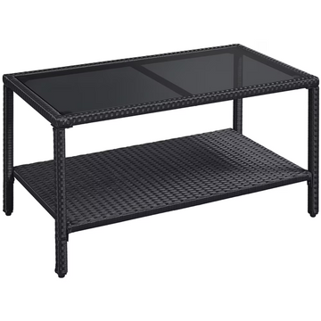 Wicker Coffee Table with Storage Shelf