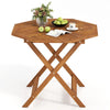 35.5" Solid Wood Octagon Patio Dining Table with Umbrella Hole