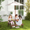 Kids' Fir Wood Picnic Table with Detachable Umbrella