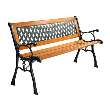Cast Iron & Wood Outdoor Patio Bench