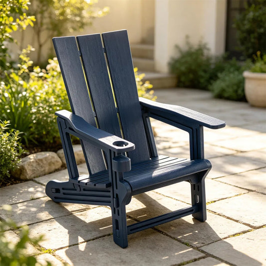 Blue HDPE Adirondack Chair with Built-in Cup Holder