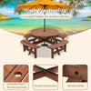 8-Person Circular Fir Wood Picnic Table with 3 Benches, Gray
