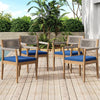 Braided Acacia Wood Outdoor Dining Chairs Set Of 2 -Teak Look With Beige Rope & Navy Cushions, All-Weather Patio Furniture For Garden, Poolside, And Backyard  Durable & Stylish