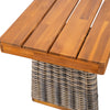 Acacia Wood Bench with Handwoven Rattan Legs