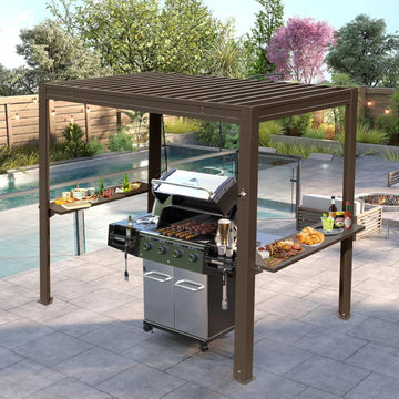 Louvered Grill Pergola with Adjustable Hardtop Roof