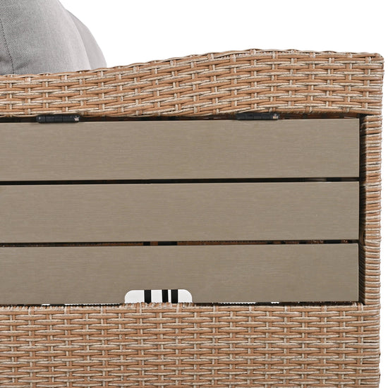 Rattan L-Shaped Patio Sectional — 5-piece outdoor wicker sectional sofa set with cushions