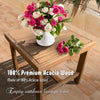 3 Piece Outdoor Patio Furniture Set Acacia Wood Cushioned Chairs And Coffee Table