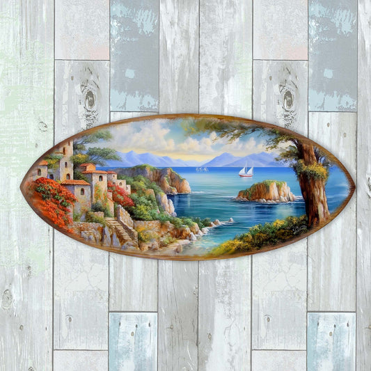 Handcrafted Wood Surfboard Wall Art - Coastal Decor Panel