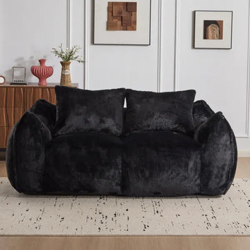 Oversized Bean Bag Loveseat with Pillows, Black
