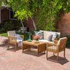 4 Piece Acacia Wood Patio Set for Outdoor Living Area
