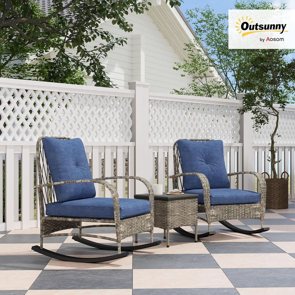 Stylish Three Piece Wicker Patio Furniture Set-1