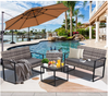 Wicker 4-Piece Patio Conversation Set with Cooler Storage