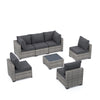 7-Piece Modular Wicker Sectional Set with Glass Table