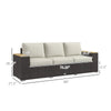 Three-Seat PE Wicker Outdoor Sofa with Deep Seat, Beige