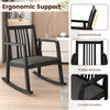 Solid Rubber Wood Rocking Chair with Linen Cushion, Black