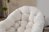 Hand-Woven Rattan Outdoor Rocking Chair with Cushion, White