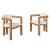 5-Piece Round Acacia Wood Outdoor Dining Set with 4 Armchairs