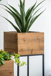 Set of 2 Reclaimed Wood Planters with Iron Stands