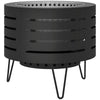 Round Wood-Burning Fire Pit with Poker and Ash Tray