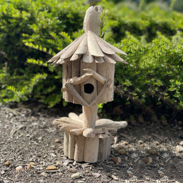 Driftwood Birdhouse on Stand