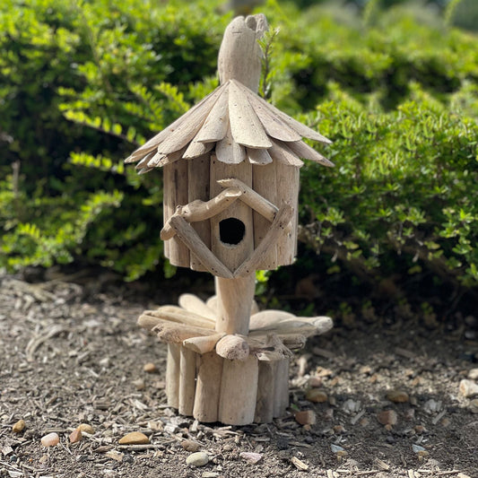 Driftwood Birdhouse on Stand